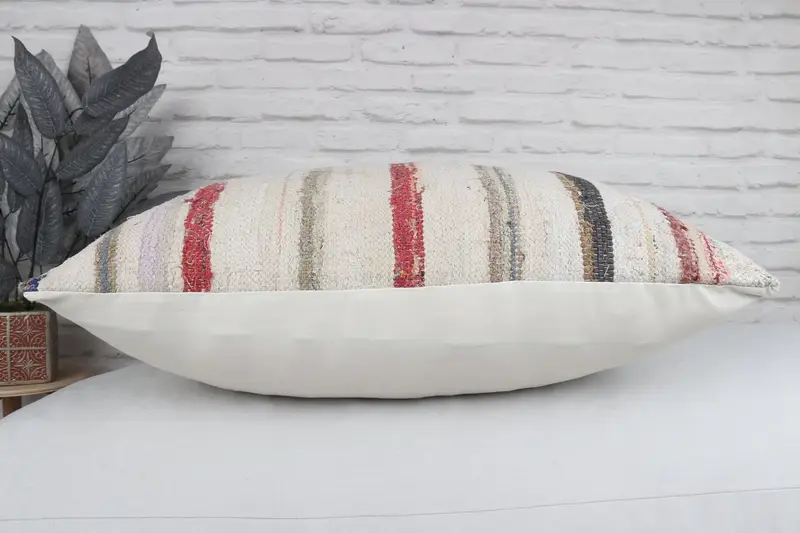 Turkish Pillow, Comfy Throw Cushion Cover, Pillow, 20x28 White Pillow, Square Throw Pillow Case, Boho Pillow, Ethnical Kilim Rug Pillow - 6