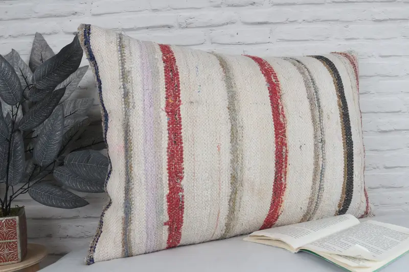Turkish Pillow, Comfy Throw Cushion Cover, Pillow, 20x28 White Pillow, Square Throw Pillow Case, Boho Pillow, Ethnical Kilim Rug Pillow - 3