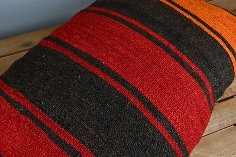 Handmade Kilim Cushion, Throw Kilim Pillow, Turkish Pillow, Cushion Case, Bed Cushion Case, 16x24 Red Cushion Cover, Crochet Pattern Cushion Case - 4