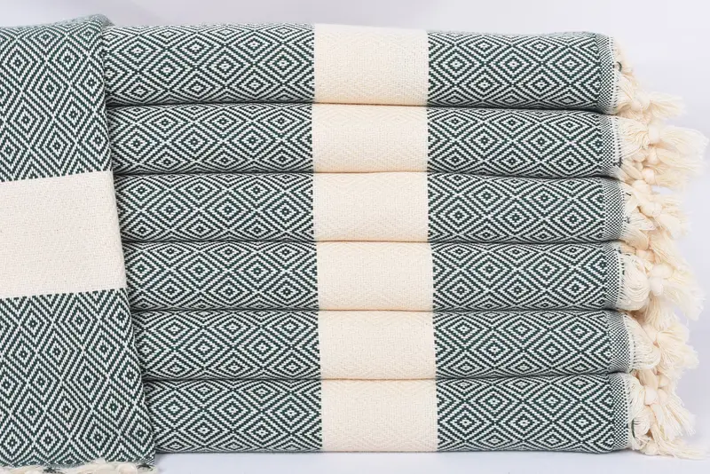 Dark Green Personalized Tea Towel, Organic Cotton, 36x20 Inches