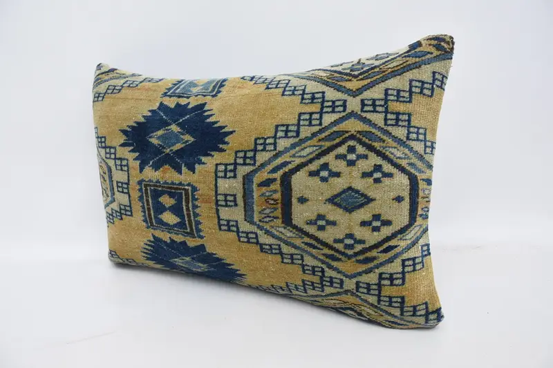 Turkish Kilim Pillow, Kilim Pillow, 16x24 Blue Cushion Case, Personalized Gift Pillow Pillow Cover, Comfy Throw Cushion, Boho Pillow, Cushion - 4