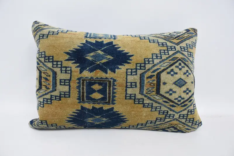 Turkish Kilim Pillow, Kilim Pillow, 16x24 Blue Cushion Case, Personalized Gift Pillow Pillow Cover, Comfy Throw Cushion, Boho Pillow, Cushion - 1