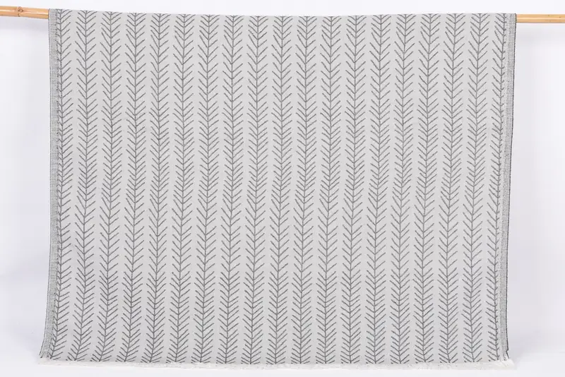 Black-Gray Floral Patterned Turkish Towel, 70x36 Inches, Beach Gift