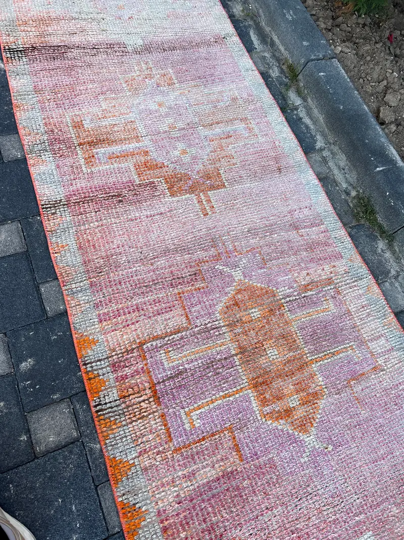 Alfombra Naranja Vibrante, 9x3,5m Diseño Oriental