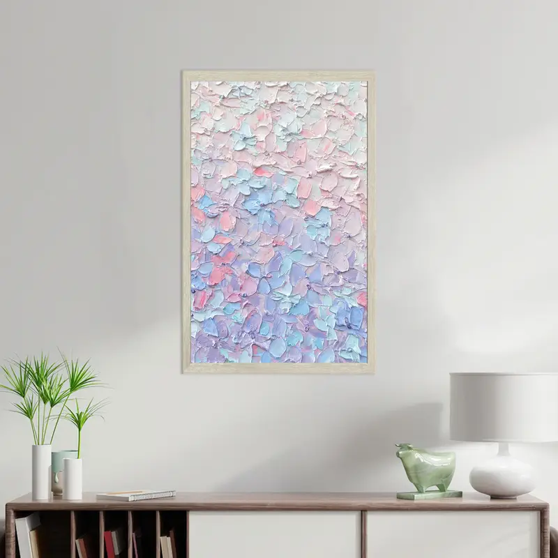 エレガントなプリントガラス：柔らかな色調のモダンな抽象デザイン