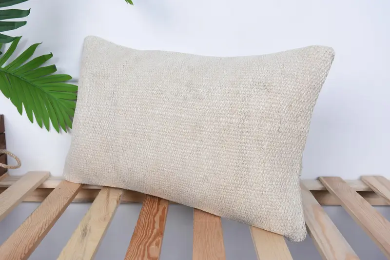 Antique Pillows, Throw Kilim Pillow, Hippie Throw Pillow, Pillow Case, Chair Pillow Cover, 12x20 Beige Pillow Sham, Boho Pillow Sham Cover - 5