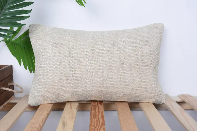 Antique Pillows, Throw Kilim Pillow, Hippie Throw Pillow, Pillow Case, Chair Pillow Cover, 12x20 Beige Pillow Sham, Boho Pillow Sham Cover - 1