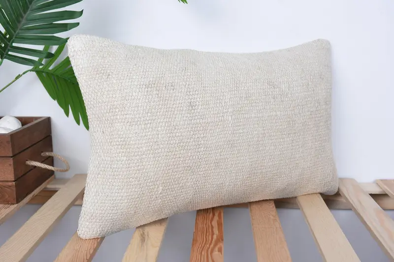 Antique Pillows, Throw Kilim Pillow, Hippie Throw Pillow, Pillow Case, Chair Pillow Cover, 12x20 Beige Pillow Sham, Boho Pillow Sham Cover - 4