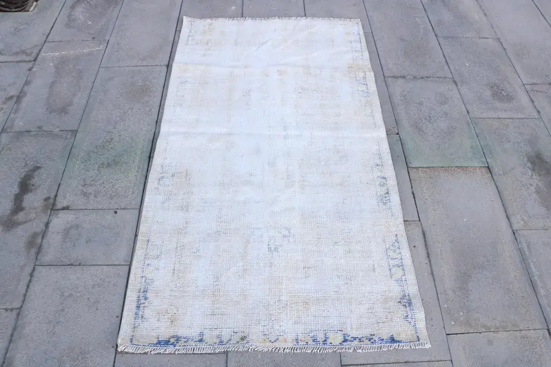 Eleganter Teppich mit beige-blauem Karomuster, 2,8 x 5 Fuß, schickes Dekor