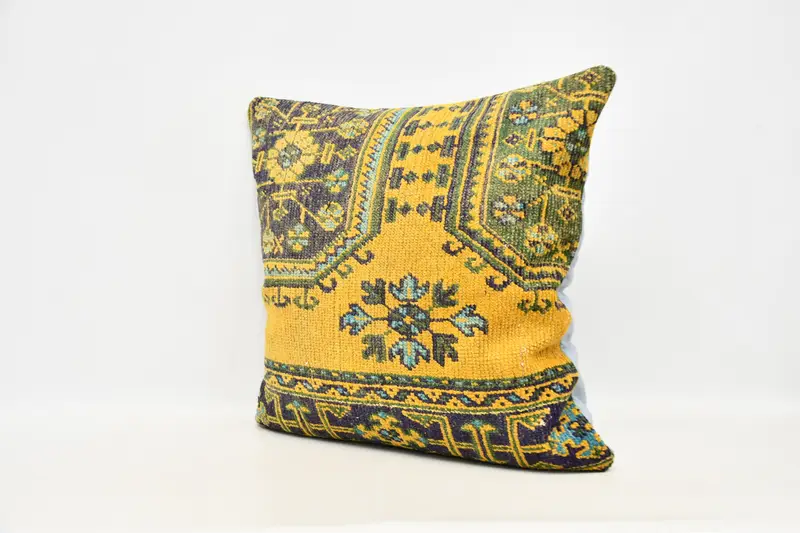 Cushion Case, Kilim Pillow, Vintage Pillow, 32x32 Orange Pillow, Muted Pillow Case, Vintage Kilim Throw Pillow, Bohemian Cushion Pillow - 4