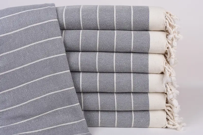 Turkish Towel Dark Gray Herringbone Bridesmaid Gift, 70x40 Inches