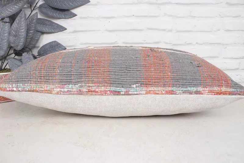 Turkish Pillow, Cushion Case, Kilim Cushion Sham, Vintage Kilim Pillow, Shabby Chic Cushion Case, 16x24 Blue Pillow Cover, Toss Pillow Case - 5