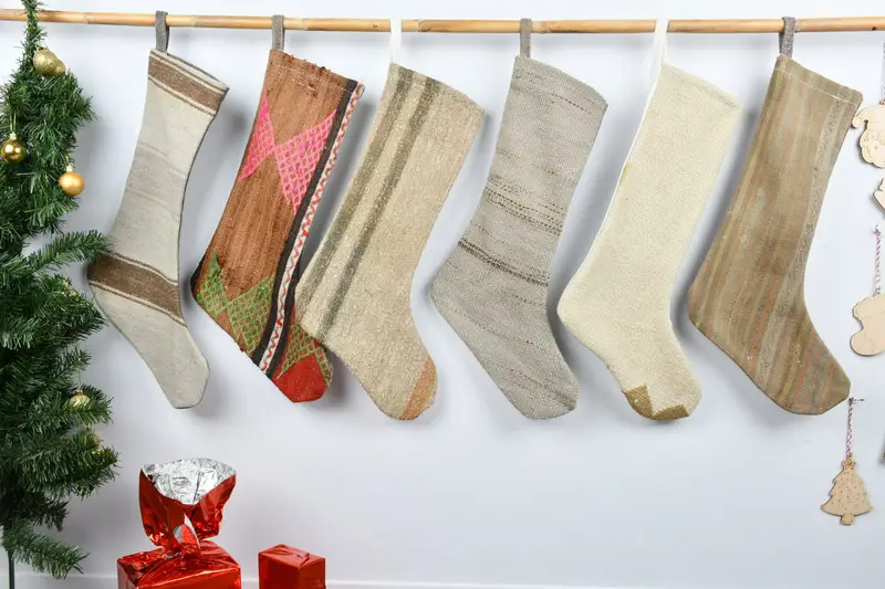 Calcetín festivo de adorno navideño de 8 pulgadas, acogedor encanto navideño