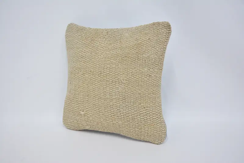 Handmade Throw Pillow Case, Kilim Pillow Cover, Decorative Pillow Sham, Pillow Case, 14x14 Beige Pillow Cover, Antique Pillows, Turkish Kilim Pillow - 4