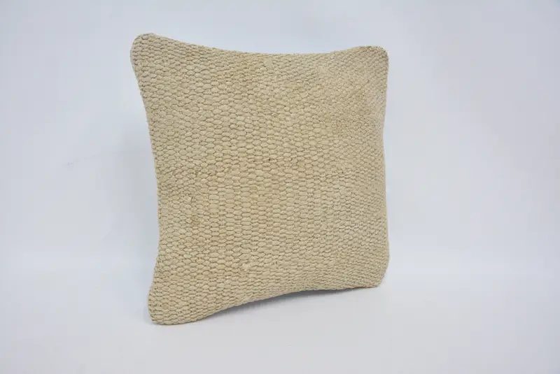 Handmade Throw Pillow Case, Kilim Pillow Cover, Decorative Pillow Sham, Pillow Case, 14x14 Beige Pillow Cover, Antique Pillows, Turkish Kilim Pillow - 3