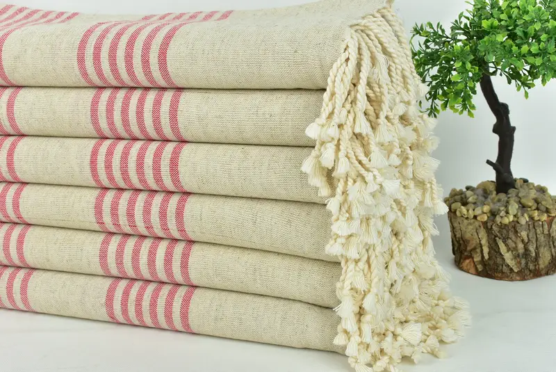 70x40 Linen Striped Towel, Bridesmaid Towel, Quick-dry towel, Oversized Beach Towel, Soft towel, Bridal Shower Gifts, Cute Beach Towel, Gift For Him - 3