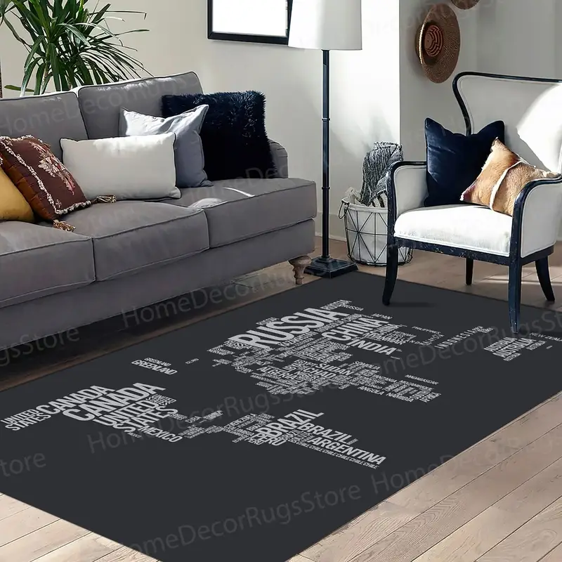 オフィスや教室用のエレガントでモダンな地図プリントラグ