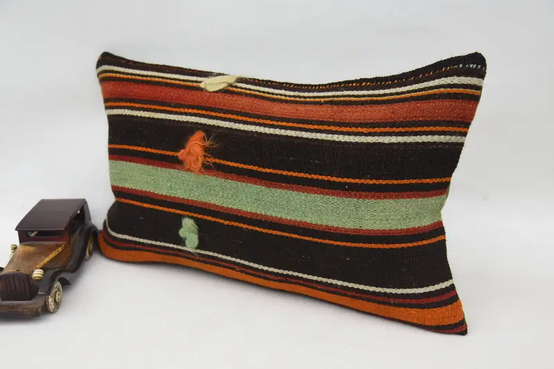 Pillow Cover, Pillow for Couch, 12x20 Orange Pillow Case, Boho Chic Cushion Case, Turkish Pillow, Vintage Kilim Throw Pillow, Retro Pillow Case - 3