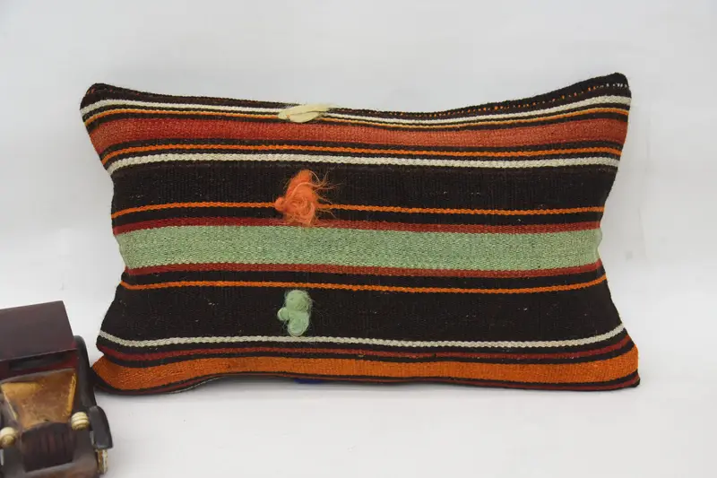 Pillow Cover, Pillow for Couch, 12x20 Orange Pillow Case, Boho Chic Cushion Case, Turkish Pillow, Vintage Kilim Throw Pillow, Retro Pillow Case - 4