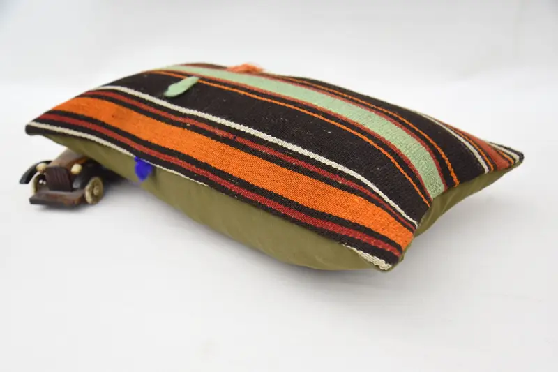 Pillow Cover, Pillow for Couch, 12x20 Orange Pillow Case, Boho Chic Cushion Case, Turkish Pillow, Vintage Kilim Throw Pillow, Retro Pillow Case - 6