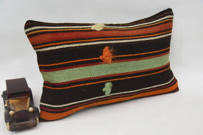 Pillow Cover, Pillow for Couch, 12x20 Orange Pillow Case, Boho Chic Cushion Case, Turkish Pillow, Vintage Kilim Throw Pillow, Retro Pillow Case - 2