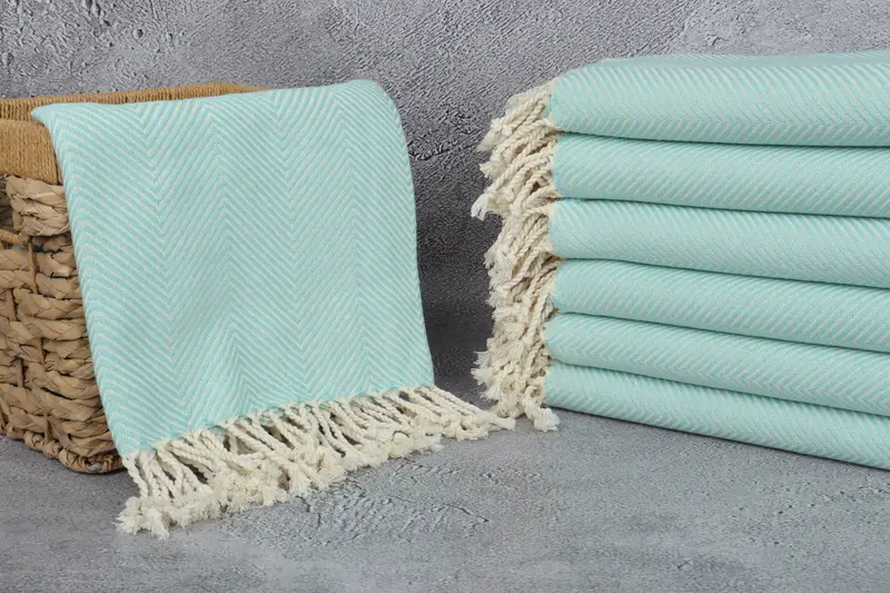 Bride Gift, Yoga Towel, Housewarming Gift, Wedding Gift, Bachelor Party Favors, Turkish towel, Beach Size Towel, 70x40 Cotton Herringbone Towel - 3