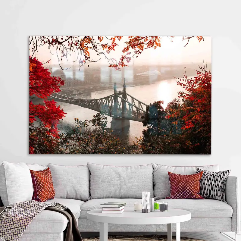 エレガントな秋のプリントガラス: 現代空間のためのモダンなデザイン