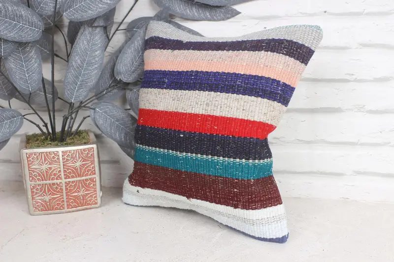 Customized Pillow Case, Pillow Case, Antique Pillows, Boho Pillow Sham Cover, 12x12 Blue Cushion Cover, Vintage Pillow, Neutral Throw Pillow Sham - 3