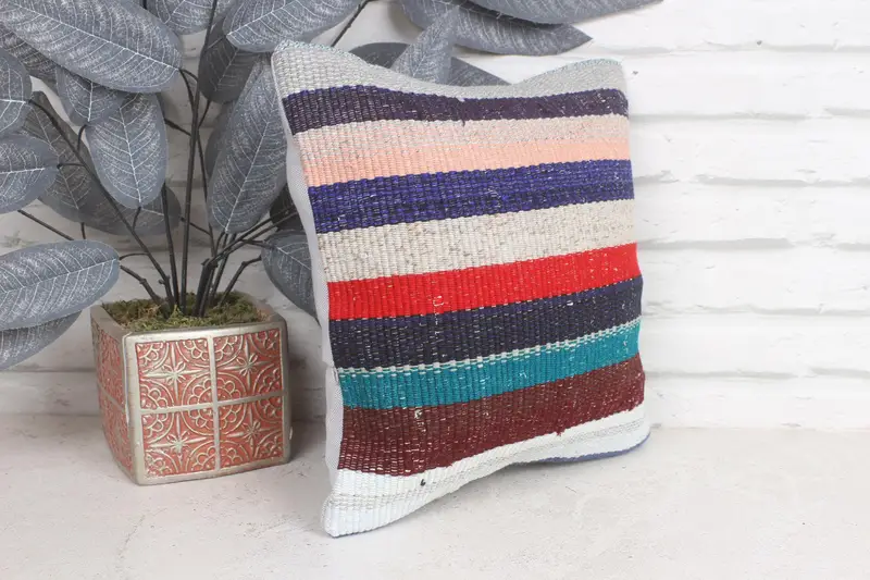 Customized Pillow Case, Pillow Case, Antique Pillows, Boho Pillow Sham Cover, 12x12 Blue Cushion Cover, Vintage Pillow, Neutral Throw Pillow Sham - 4