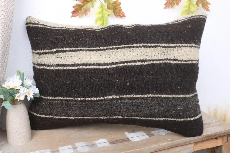 Pillow Case, Home Decor Pillow, Living Room Throw Pillow, Vintage Pillow, Wholesale Cushion Cover, 16x24 Brown Cushion Case, Throw Kilim Pillow - 4