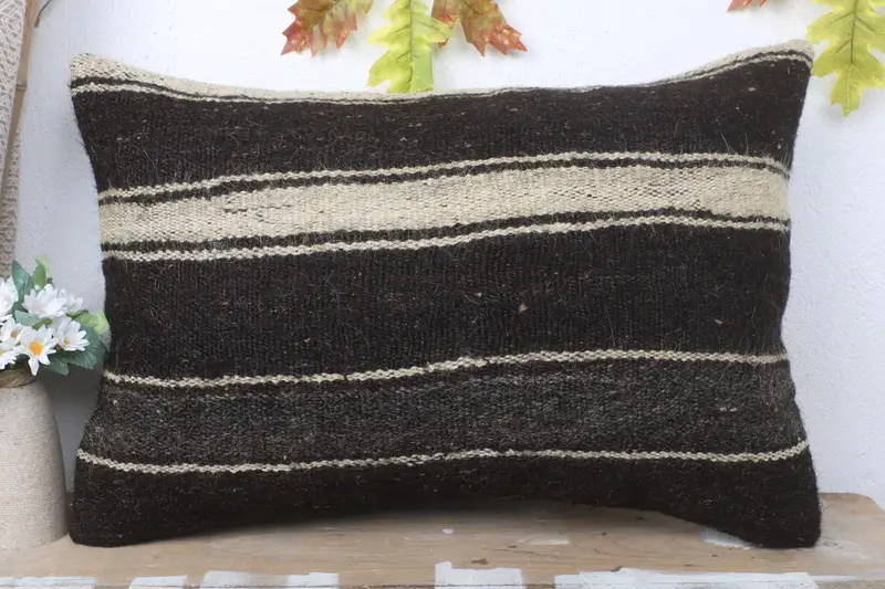 Pillow Case, Home Decor Pillow, Living Room Throw Pillow, Vintage Pillow, Wholesale Cushion Cover, 16x24 Brown Cushion Case, Throw Kilim Pillow - 2