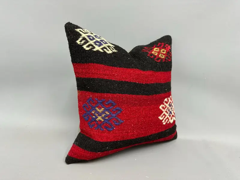 Boho Pillow Sham Cover, 18x18 Red Pillow Cover, Pillow Cover, Pillow for Couch, Boho Pillow, Ottoman Cushion Cover, Custom Pillow - 2