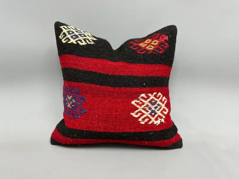 Boho Pillow Sham Cover, 18x18 Red Pillow Cover, Pillow Cover, Pillow for Couch, Boho Pillow, Ottoman Cushion Cover, Custom Pillow - 1