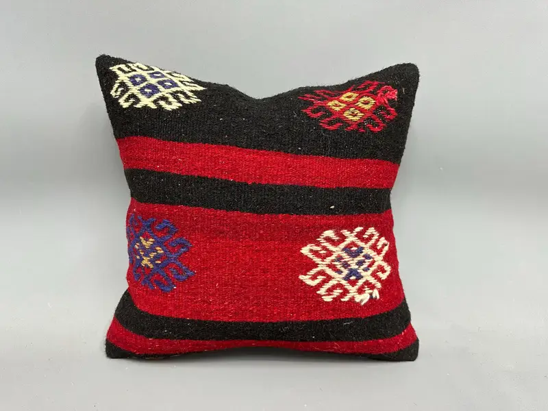Boho Pillow Sham Cover, 18x18 Red Pillow Cover, Pillow Cover, Pillow for Couch, Boho Pillow, Ottoman Cushion Cover, Custom Pillow - 4
