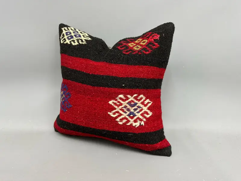Boho Pillow Sham Cover, 18x18 Red Pillow Cover, Pillow Cover, Pillow for Couch, Boho Pillow, Ottoman Cushion Cover, Custom Pillow - 3
