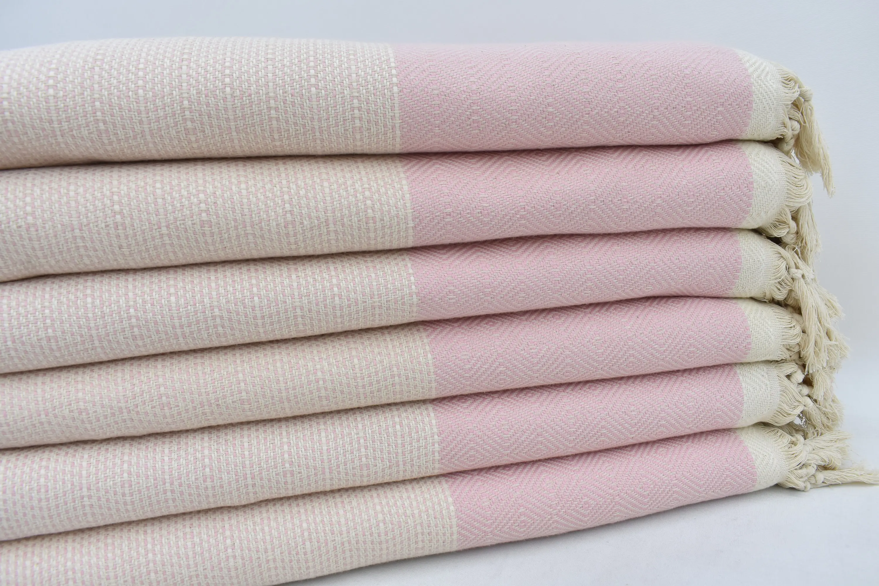 Personalized Turkish Light Pink Diamond Throw, 103x79 Inches - 1