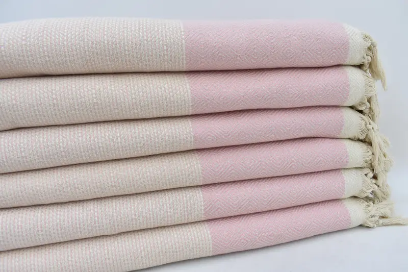 Personalized Turkish Light Pink Diamond Throw, 103x79 Inches