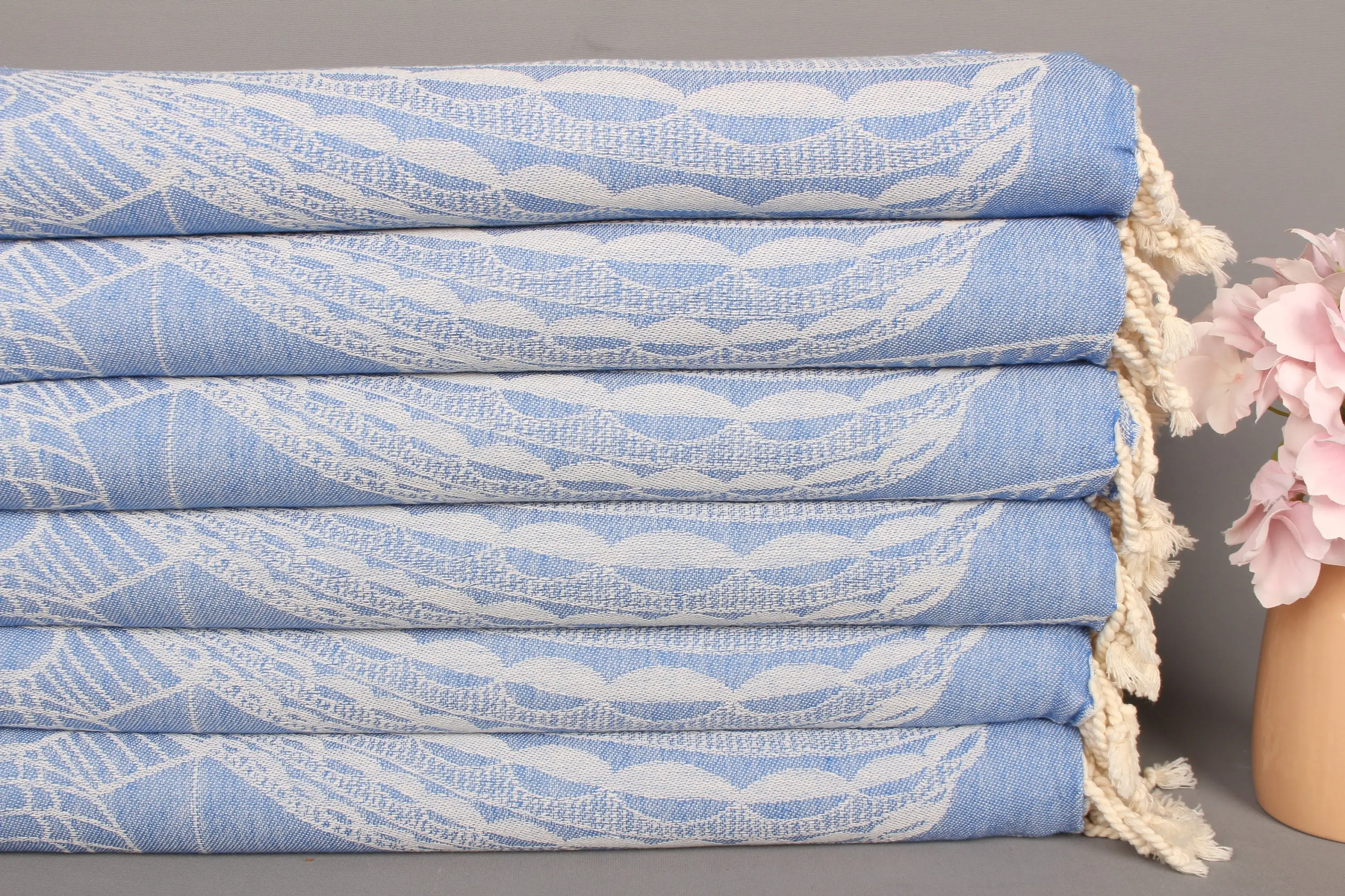 Bridesmaid Gifts Monogrammed Hand Towel Blue Cotton, 18x36 Inches - 1