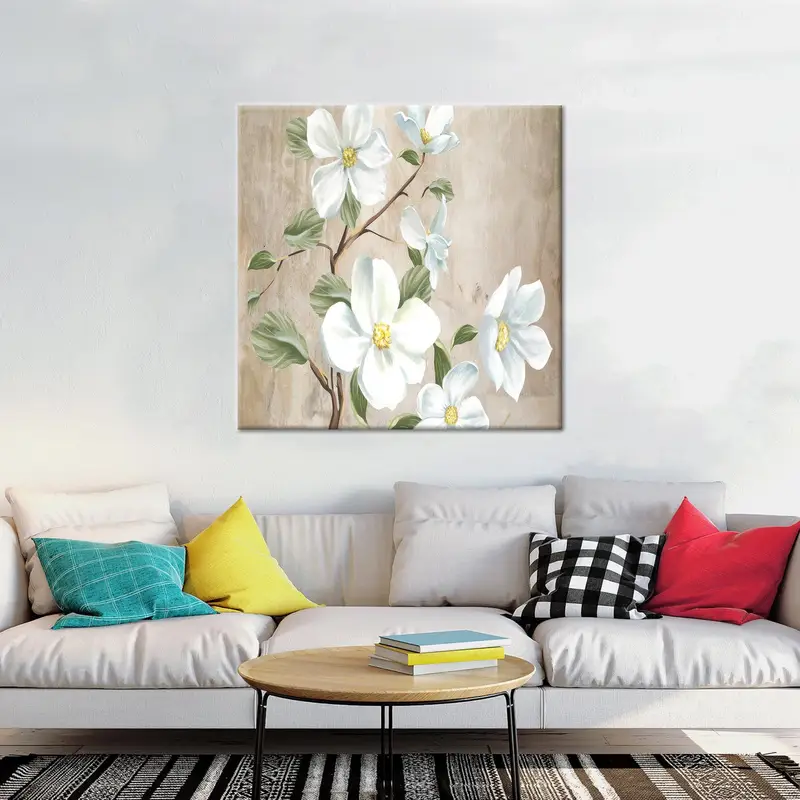 Elegante lienzo con estampado botánico de flores de margarita