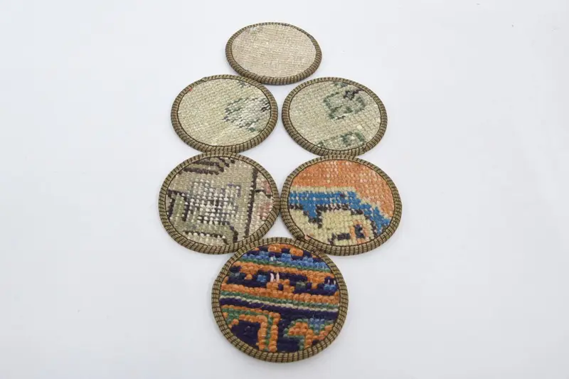 Bohemian Orange & Bronze Round Coaster, Stylish Bohemian Coaster