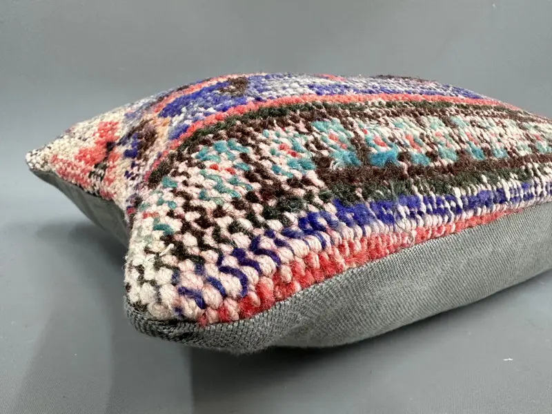 Vintage Kilim Throw Pillow, Turkish Pillow, Vintage Pillow, 12x20 Blue Pillow Case, Garden Pillow Cover, Wool Kilim Pillow Pillow, Pillow Sham - 6