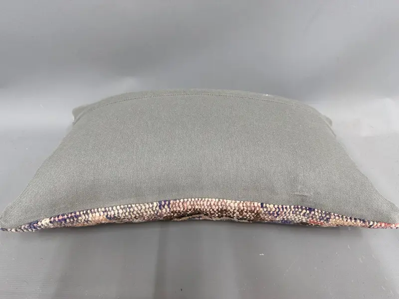 Vintage Kilim Throw Pillow, Turkish Pillow, Vintage Pillow, 12x20 Blue Pillow Case, Garden Pillow Cover, Wool Kilim Pillow Pillow, Pillow Sham - 7