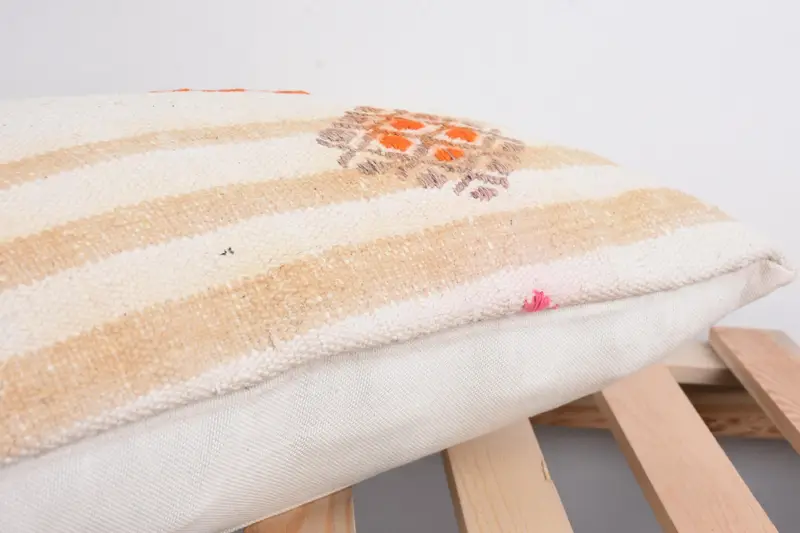 Vintage Kilim Pillow, Ottoman Pillow Sham, Pillow Case, Vintage Pillow, 12x24 White Pillow Case, Handmade Kilim Cushion, Authentic Pillow Sham - 7