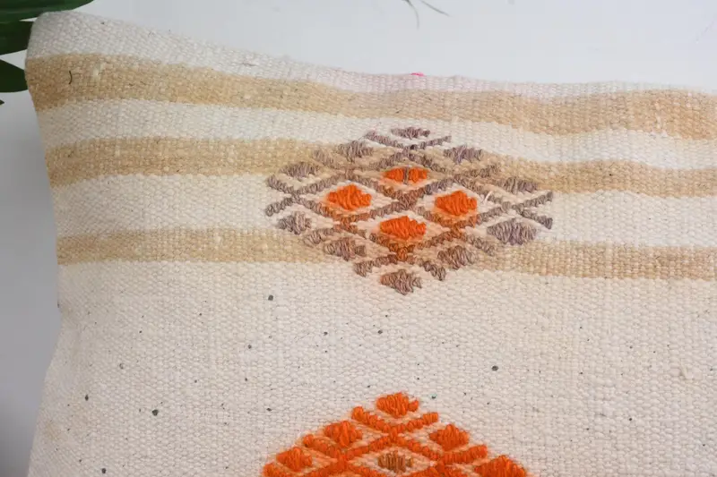 Vintage Kilim Pillow, Ottoman Pillow Sham, Pillow Case, Vintage Pillow, 12x24 White Pillow Case, Handmade Kilim Cushion, Authentic Pillow Sham - 2