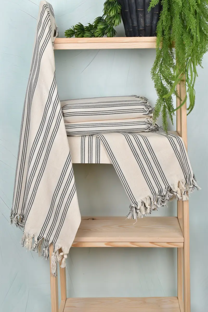 Turkish bath towel, Peshtemal Towel, Guest Towel, 70x40 Cotton Striped Towel, Handmade Turkish Towel, Bachelorette Party Gifts, Gift For Best Friend - 6