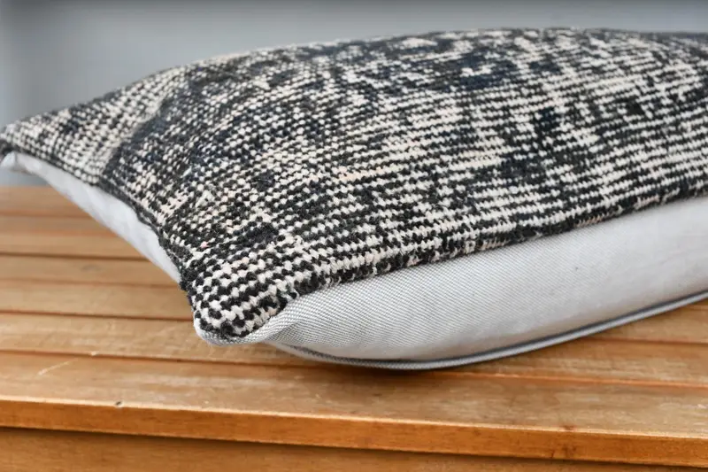 Home Decor Pillow, Interior Designer Pillow, Pillow Case, Nomadic Cushion Case, 12x24 Black Pillow Sham, Throw Kilim Pillow - 4