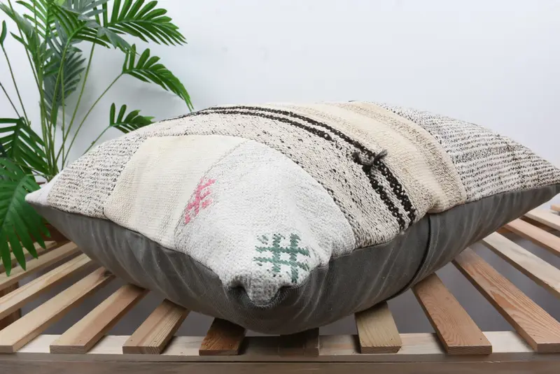 Outdoor Bolster Pillow Case, 28x28 White Cushion Case, Throw Kilim Pillow, Pillow for Sofa, Antique Pillows, Cushion Cover - 6