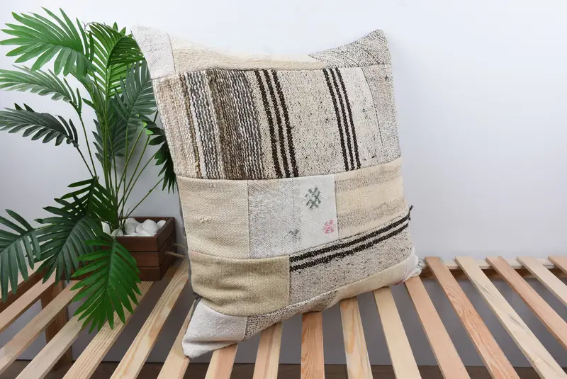 Outdoor Bolster Pillow Case, 28x28 White Cushion Case, Throw Kilim Pillow, Pillow for Sofa, Antique Pillows, Cushion Cover - 4