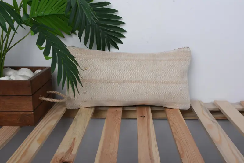 Pillow Sham, Aesthetic Pillow Sham, Interior Designer Pillow, Home Decor Pillow, 8x16 Beige Cushion, Outdoor Bolster Cushion Case, Kilim Pillow - 1
