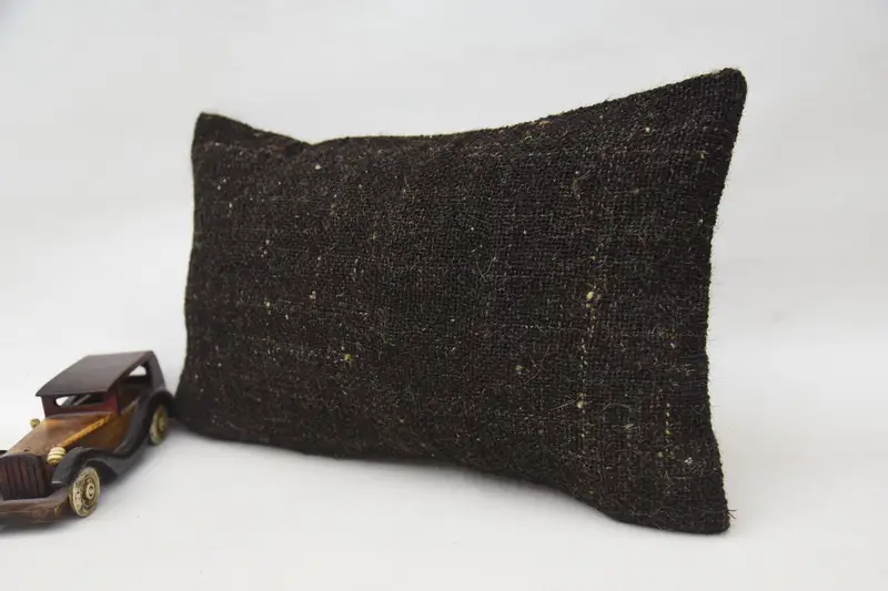 Cushion Cover, Vintage Kilim Throw Pillow, Anatolian Cushion Cover, Kilim Cushion Sham, 12x20 Brown Cushion Cover, Vintage Pillow - 3